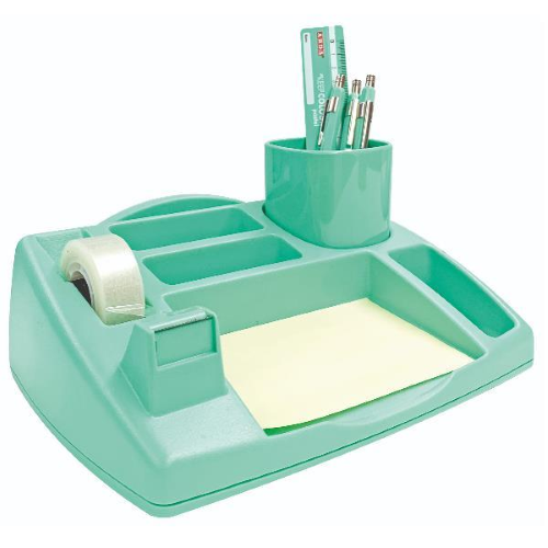 ARDA DESK ORGANIZER DA SCRIVANIA IN PLASTICA 238 X 198 X 80 mm PORTAPENNE ESTRIBILE CON NASTRO ADESIVO VERDE PASTELLO